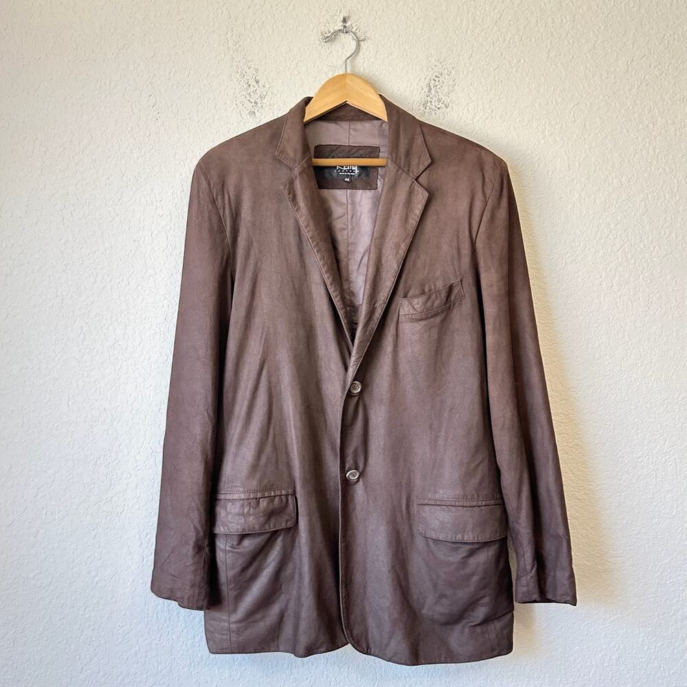 Vintage REMY LEATHER Blazer Jacket Brown Lined Coat Retro Western USA